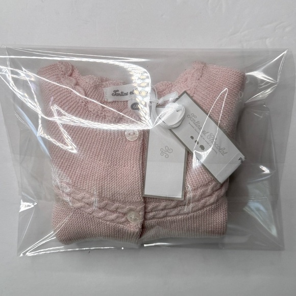 NWT TARTINE ET CHOCOLATE Pink Baby Girl Cardigan Sweater Cotton Cashmere Size 6M - Picture 15 of 15